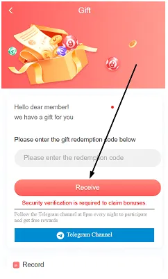 Click the receive button